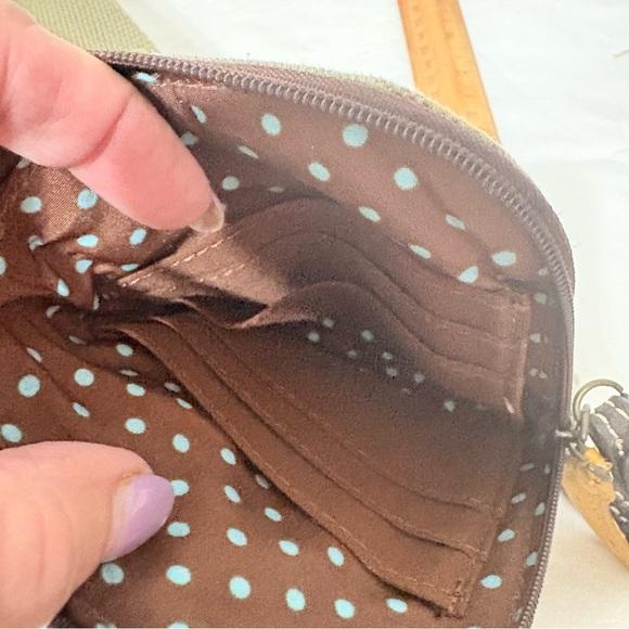 Chala Patch Crossbody Handbag in olive green canvas with a monkey charm - Picture 8 of 11